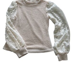 SHEIN Beige and White Textured Top